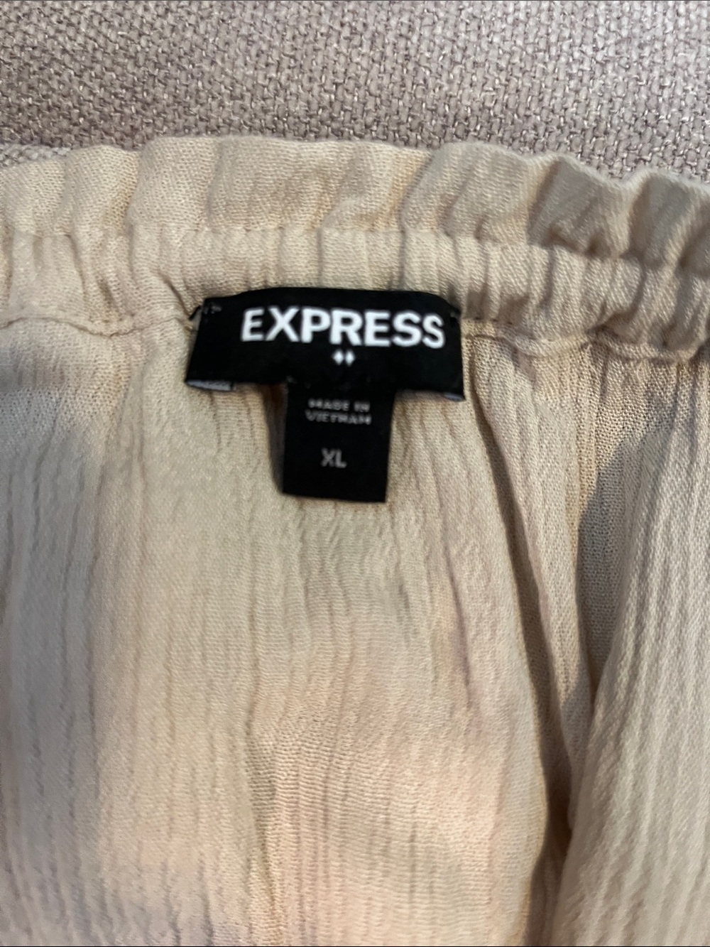 Express Beige Ruffle Off-Shoulder Crop Top - Picture 2 of 2